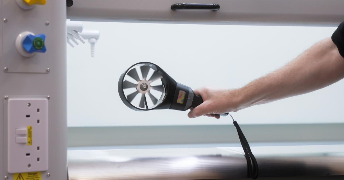 Airflow testing of an Airone XP4 fume cupboard