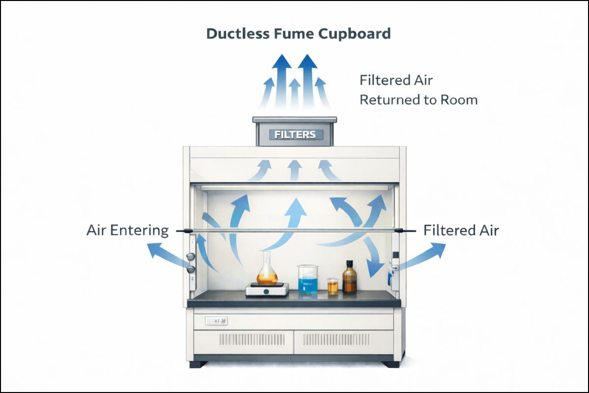 Ductless fume cabinet air flow diagram